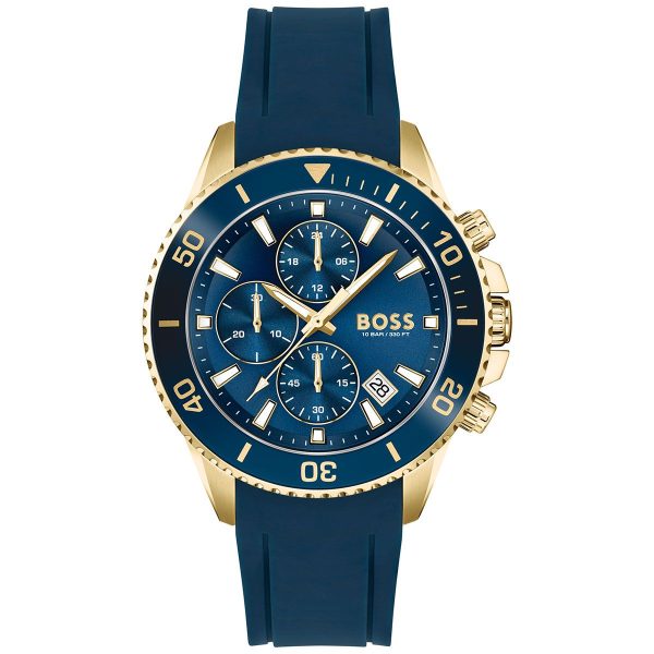 Hugo Boss Men’s Quartz Blue Silicone Strap Blue Dial 46mm Watch 1513965
