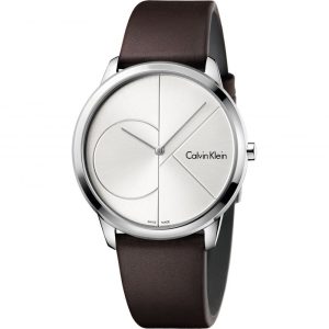 Calvin Klein Men’s Swiss Made Quartz Brown Leather Strap Silver Dial 40mm K3M211G6