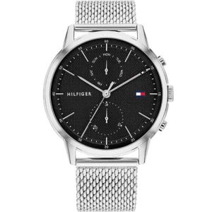 Tommy Hilfiger Men’s Quartz Silver Stainless Steel Black Dial 44mm Watch 1710433