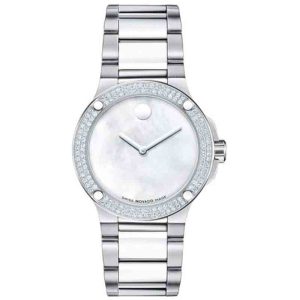 Movado Women’s Quartz Swiss Made Silver Stainless Steel Mother of Pearl Dial 34mm Watch 0606293