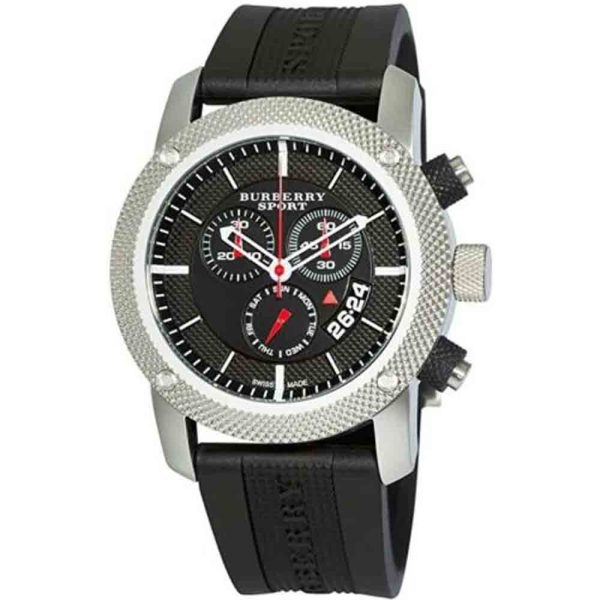 Burberry Men’s Quartz Black Silicone Strap Black Dial 44mm Watch BU7700