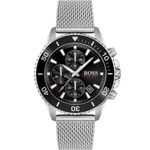 Hugo Boss Men’s Quartz Silver Stainless Steel Black Dial 45mm Watch 1513904