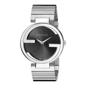 Gucci Women’s Swiss Made Quartz Silver Stainless Steel Black Dial 37mm Watch YA133307