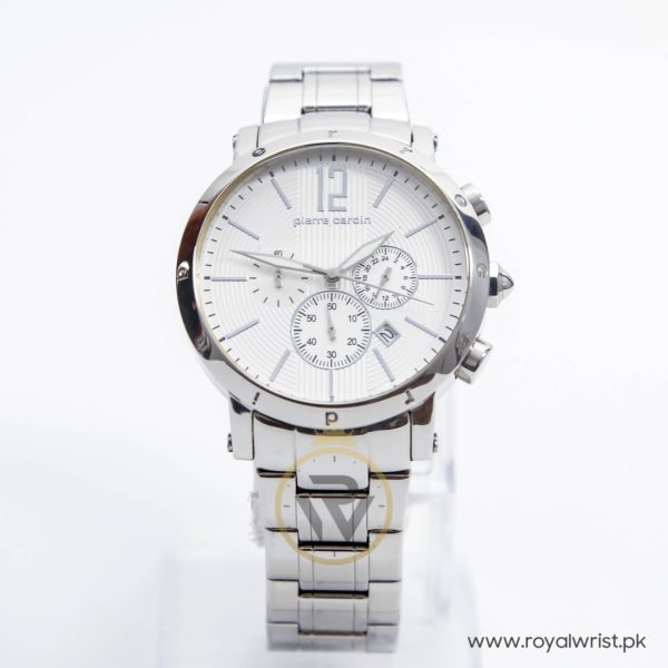 Pierre Cardin Men’s Quartz Silver Stainless Steel White Dial 44mm Watch PC123658