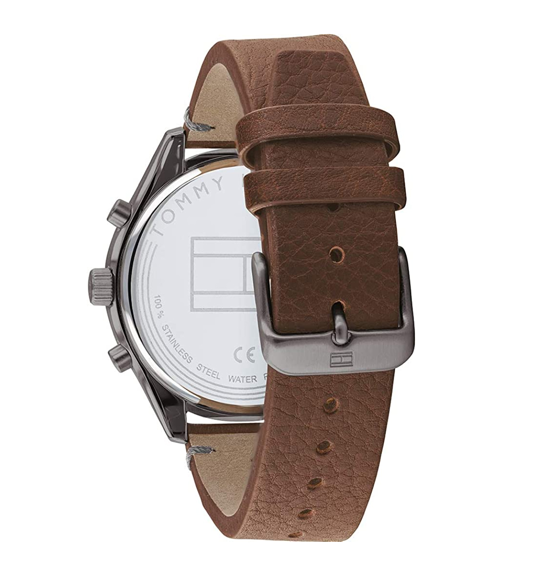 Tommy Hilfiger Men’s Quartz Brown Leather Strap Grey Dial 44mm Watch ...