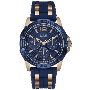 Guess Men’s Quartz Blue Silicone & Stainless Steel Blue Dial 43mm Watch W0366G4