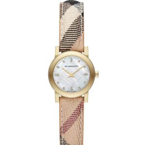 Burberry Women’s Swiss Made Quartz Multicolor Leather Strap Mother Of Pearl Dial 26mm Watch BU9226