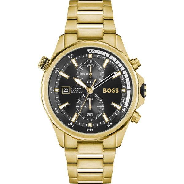 Hugo Boss Men’s Quartz Gold Stainless Steel Black Dial 46mm Watch 1513932