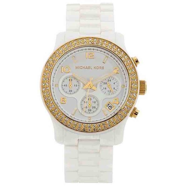 Michael Kors Women’s Quartz White Ceramic Chain White Dial 41mm Watch MK5237