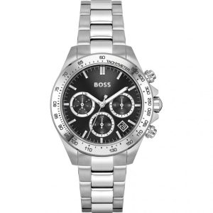 Hugo Boss Women’s Quartz Silver Stainless Steel Black Dial 38 Watch 1502614