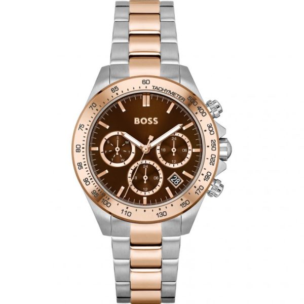 Hugo Boss Women’s Quartz Two-tone Stainless Steel Brown Dial 38 Watch 1502617
