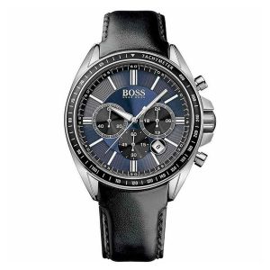 Hugo Boss Men’s Quartz Black Leather Strap Black Dial 44mm Watch 1513077