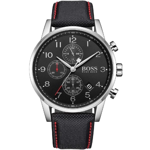 Hugo Boss Men’s Quartz Black Leather Strap Black Dial 44mm Watch 1513535