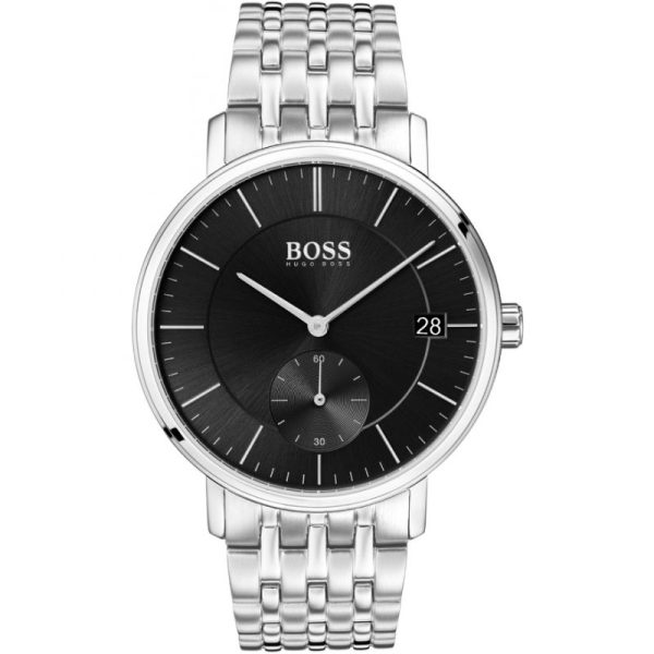 Hugo Boss Men’s Chronograph Quartz Silver Stainless Steel Black Dial 40mm Watch 1513641