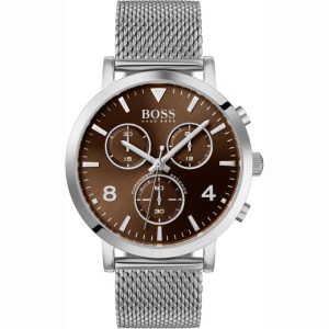 Hugo Boss Men’s Quartz Silver Stainless Steel Brown Dial 42mm Watch 1513694