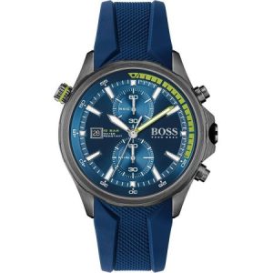 Hugo Boss Men’s Quartz Blue Silicone Strap Blue Dial 46mm Watch 1513821