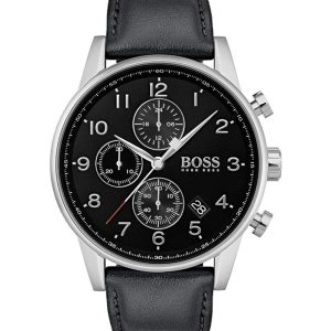 Hugo Boss Men’s Quartz Black Leather Strap Black Dial 44mm Watch 1513678
