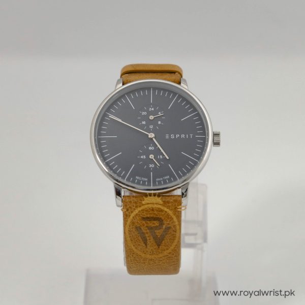Esprit Men’s Quartz Brown Leather Strap Grey Dial 42mm Watch ES906731002X