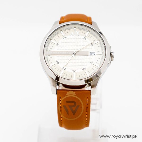 Armani Exchange Men’s Quartz Brown Leather Strap Off-White Dial 46mm Watch AX2100