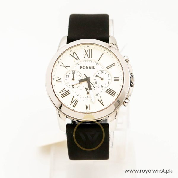 Fossil Men’s Quartz Black Silicone Strap White Dial 43mm Watch FS4990