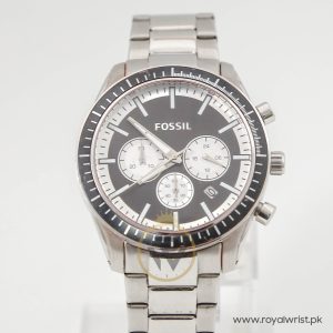 Fossil Men’s Quartz Silver Stainless Steel Black Dial 44mm Watch BQ284596