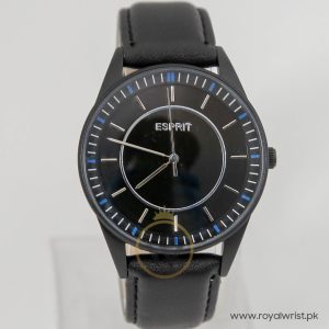 Esprit Men’s Quartz Black Leather Strap Black Dial 43mm Watch ES9086957269