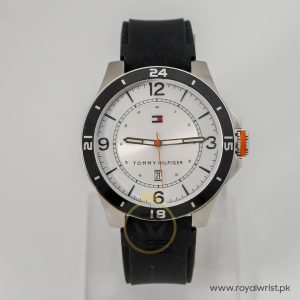 Tommy Hilfiger Men’s Quartz Black Silicone Strap Silver Dial 44mm Watch TH1841271271/2