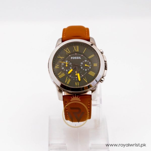 Fossil Men’s Quartz Brown Leather Strap Green Dial 43mm Watch FS4989