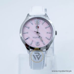 Tommy Hilfiger Women’s Quartz White Leather Strap Pink Mother Of Pearl Dial 40mm Watch TH2683141826