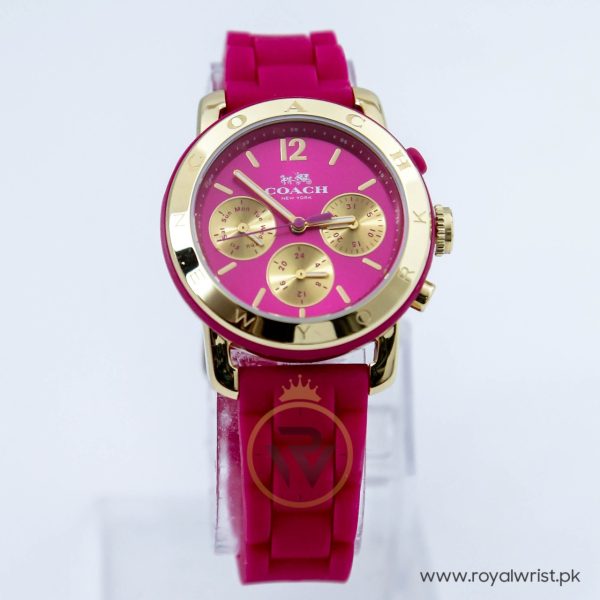 Coach Women,s Quartz Pink Silicone Strap Pink Dial 36mm Watch CA047341215