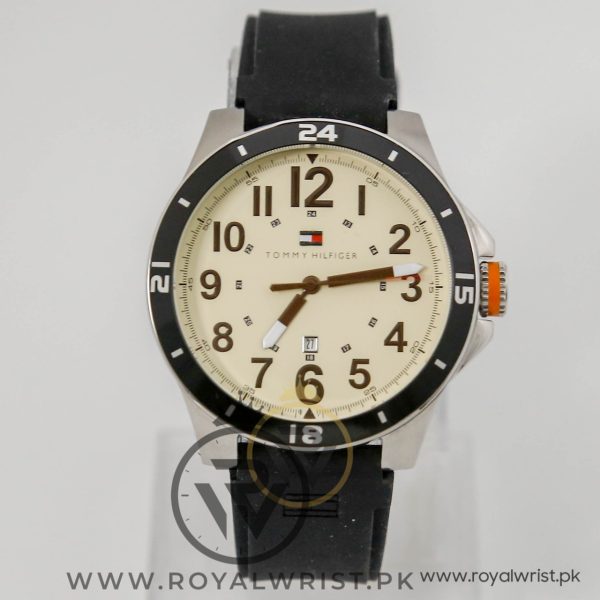 Tommy Hilfiger Men’s Quartz Black Silicone Strap Off-White Dial 44mm Watch TH1841271271/3