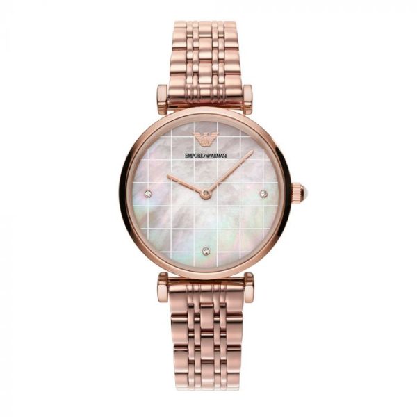 Emporio Armani Women’s Quartz Rose Gold Stainless Steel Mother Of Pearl Dial 32mm Watch AR11385