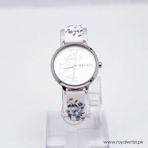 Esprit Women’s Quartz White Leather Strap Silver Dial 35mm Watch ES90675/2