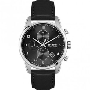 Hugo Boss Men’s Quartz Black Leather Strap Black Dial 44mm Watch 1513782