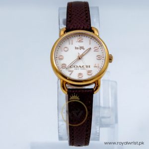Coach Women,s Quartz Brown Leather Strap White Dial 28mm Watch CA6789756