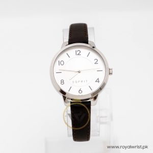 Esprit Women’s Quartz Dark Brown Leather Strap Silver Dial 36mm Watch ES109762001X
