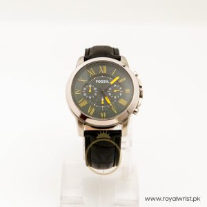 Fossil Men’s Quartz Black Leather Strap Green Dial 43mm Watch FS4813