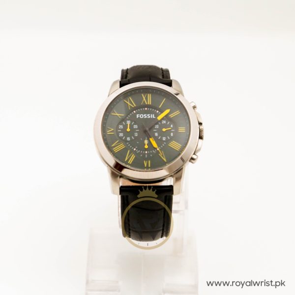 Fossil Men’s Quartz Black Leather Strap Green Dial 43mm Watch FS4813