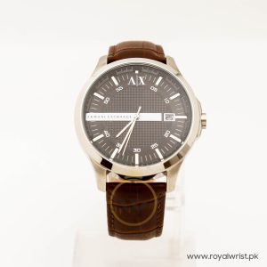 Armani Exchange Men’s Quartz Brown Leather Strap Black Dial 46mm Watch AX2100