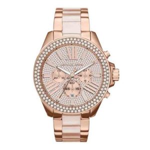 Michael Kors Women’s Quartz Rose Gold Stainless Steel Crystal Pave Dial 42mm Watch MK6096