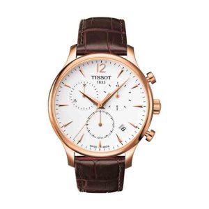 TISSOT Men’s Quartz Swiss Made Brown Leather Strap White Dial 42mm Watch T063.617.36.037.00