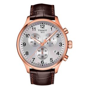 TISSOT Men’s Quartz Swiss Made Brown Leather Strap Silver Dial 45mm Watch T116.617.36.037.00