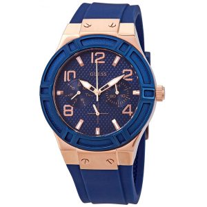 Guess Women’s Quartz Blue Silicone Strap Blue Dial 39mm Watch W0571L1