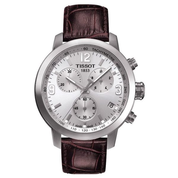 TISSOT Men’s Quartz Swiss Made Brown Leather Strap Silver Dial 42mm Watch T055.417.16.037.00