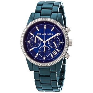 Michael Kors Women’s Quartz Blue Stainless Steel Blue Dial 37mm Watch MK6722