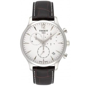 TISSOT Men’s Quartz Swiss Made Brown Leather Strap White Dial 42mm Watch T063.617.16.037.00