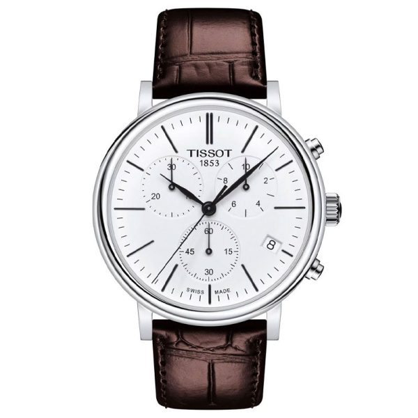 TISSOT Men’s Quartz Swiss Made Brown Leather Strap White Dial 40mm Watch T122.417.16.011.00