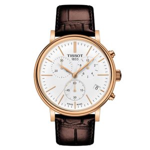 TISSOT Men’s Quartz Swiss Made Brown Leather Strap White Dial 41mm Watch T122.417.36.011.00