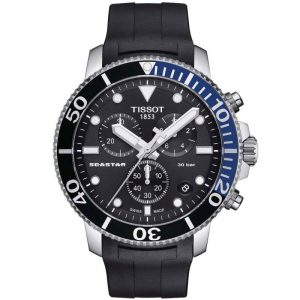 TISSOT Men’s Quartz Swiss Made Black Silicone Strap Black Dial 45mm Watch T120.417.17.051.02