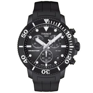 TISSOT Men’s Quartz Swiss Made Black Silicone Strap Black Dial 45mm Watch T120.417.37.051.02